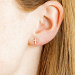 Screwback Stud Earrings - Clara Cross Gold Sparkle