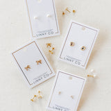 Screwback Stud Earrings - Clara Cross Gold Sparkle