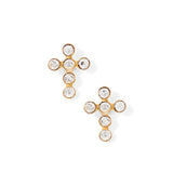 Screwback Stud Earrings - Clara Cross Gold Sparkle
