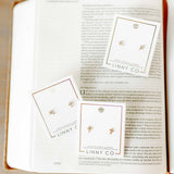 Screwback Stud Earrings - Clara Cross Gold Sparkle
