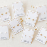 Screwback Stud Earrings - Clara Cross Gold Sparkle