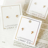 Screwback Stud Earrings - Clara Cross Gold Sparkle
