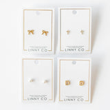 Screwback Stud Earrings - Clara Cross Gold Sparkle