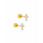Screwback Stud Earrings - Clara Cross Pearl
