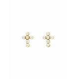 Screwback Stud Earrings - Clara Cross Pearl