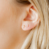 Screwback Stud Earrings - Clara Cross Pearl
