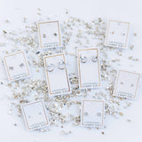 Screwback Stud Earrings - Clara Cross Silver Sparkle