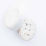 Screwback Stud Earrings - Clara Cross Silver Sparkle