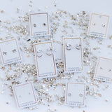 Screwback Stud Earrings - Clara Cross Silver Sparkle