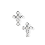 Gold and crystal stud earrings on a white background