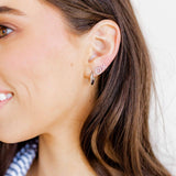 Screwback Stud Earrings - Clara Cross Silver Sparkle