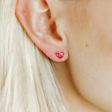 Screwback Stud Earrings Lux - Candy Heart Hot Pink