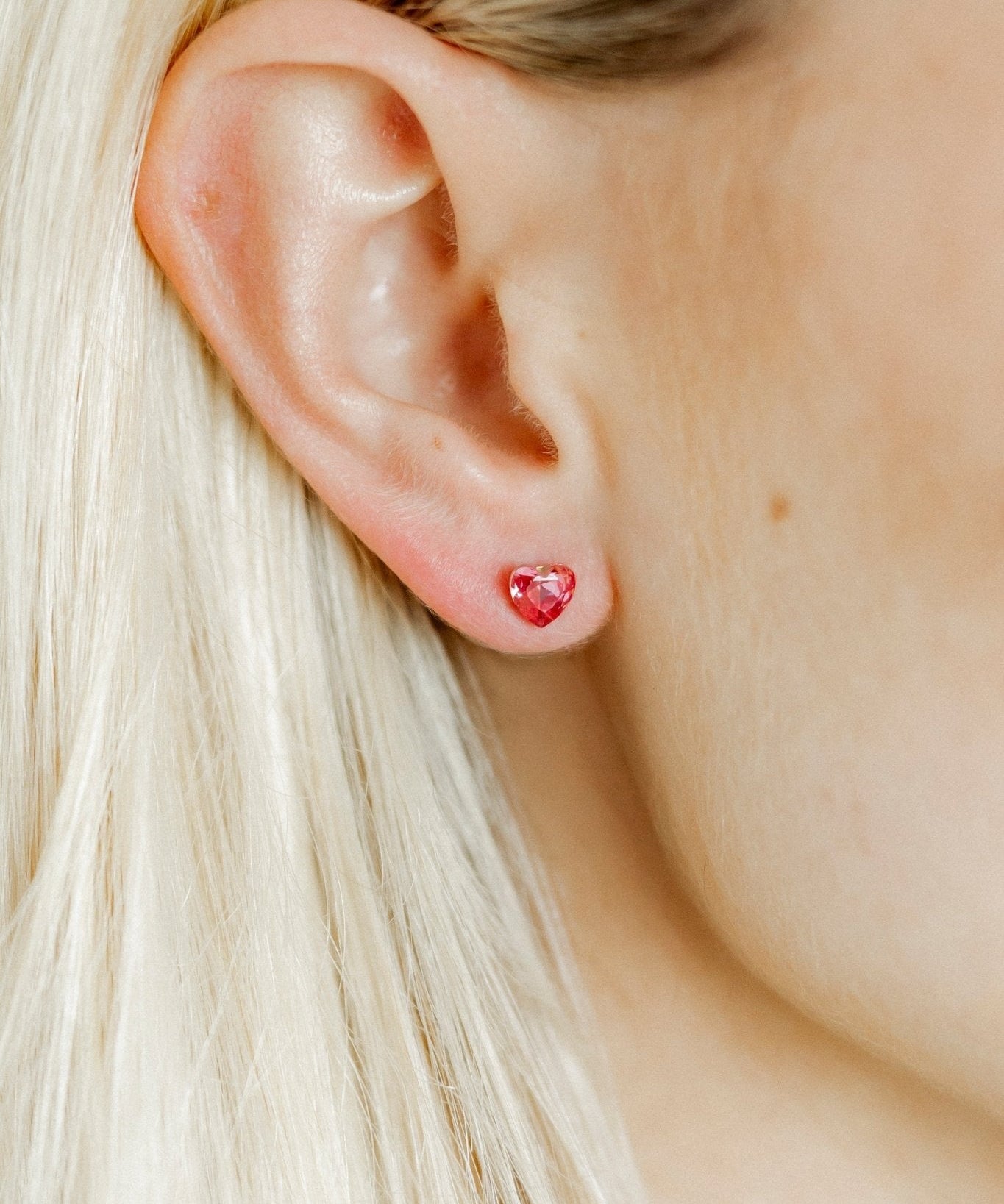 Screwback Stud Earrings Lux - Candy Heart Hot Pink