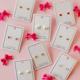 Screwback Stud Earrings Lux - Candy Heart Hot Pink