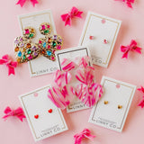 Screwback Stud Earrings Lux - Candy Heart Hot Pink