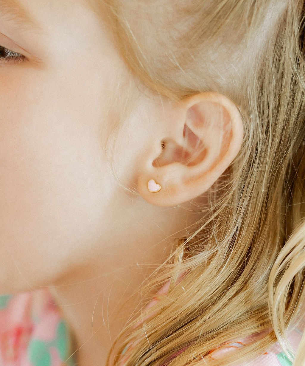 Screwback Stud Earrings - Nora Heart Pink