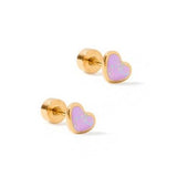 Screwback Stud Earrings - Nora Heart Purple