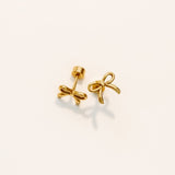 Screwback Stud Earrings - Sadie Bow Gold