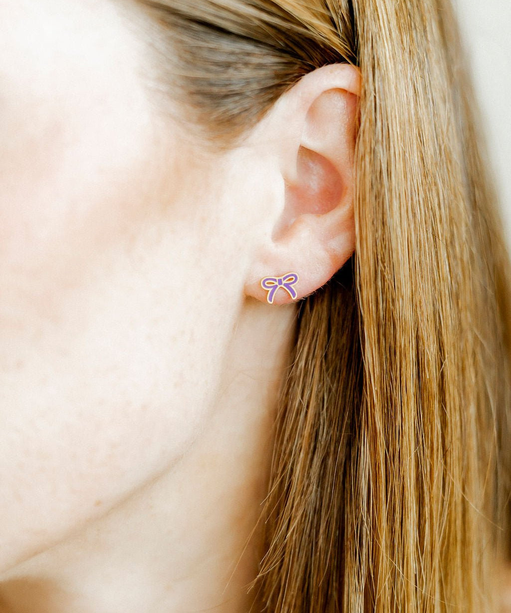Screwback Stud Earrings - Sadie Bow Purple