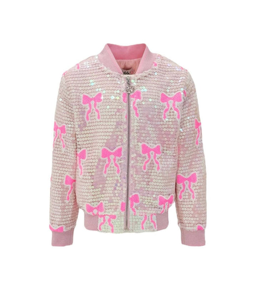 Lola and the Boys Sequin Bow Bomber