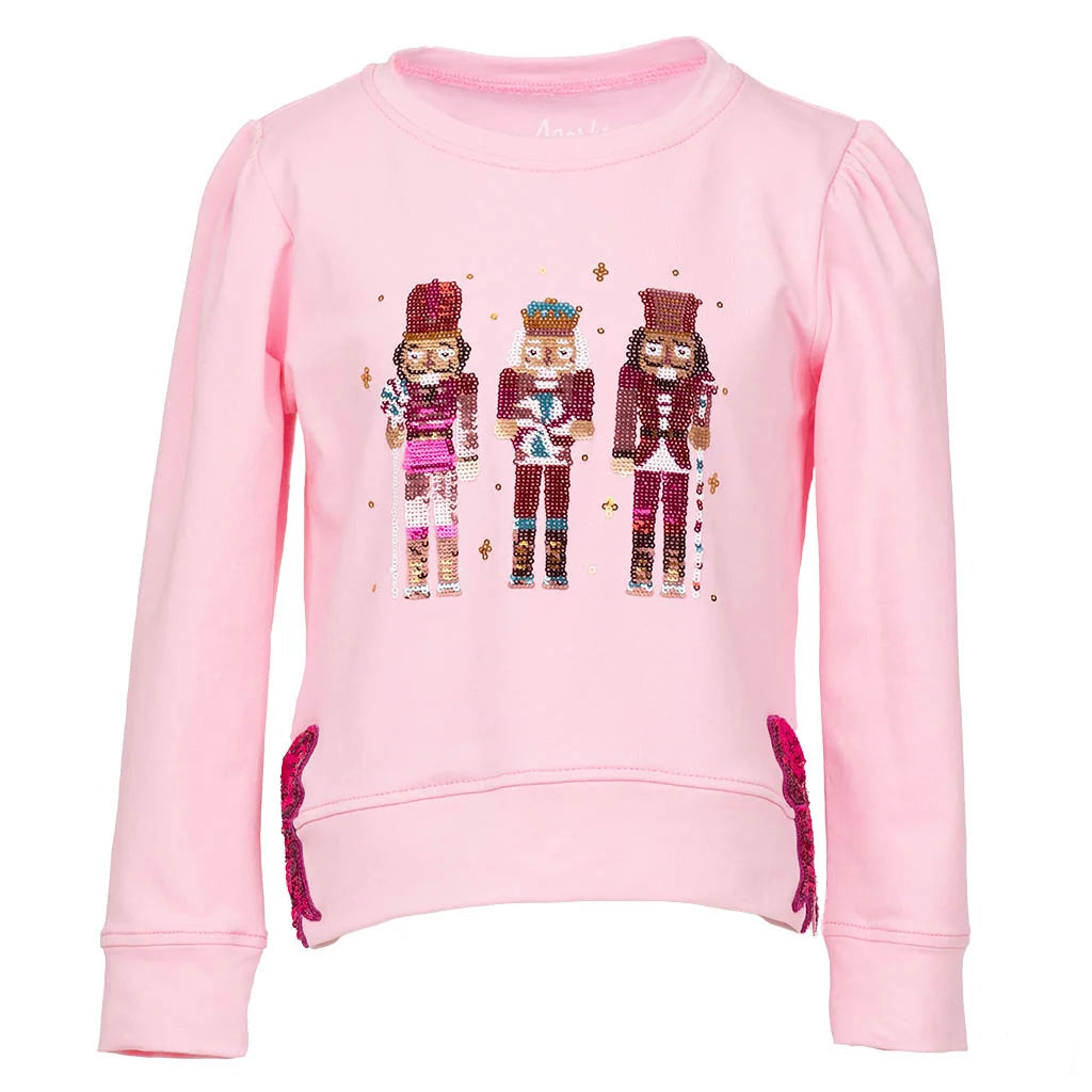 Azarhia Hot Pink Sequin Nutcracker Bow Shirt