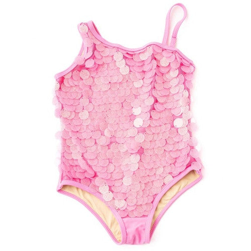 Pailletes One Shoulder Swimsuit - Pink
