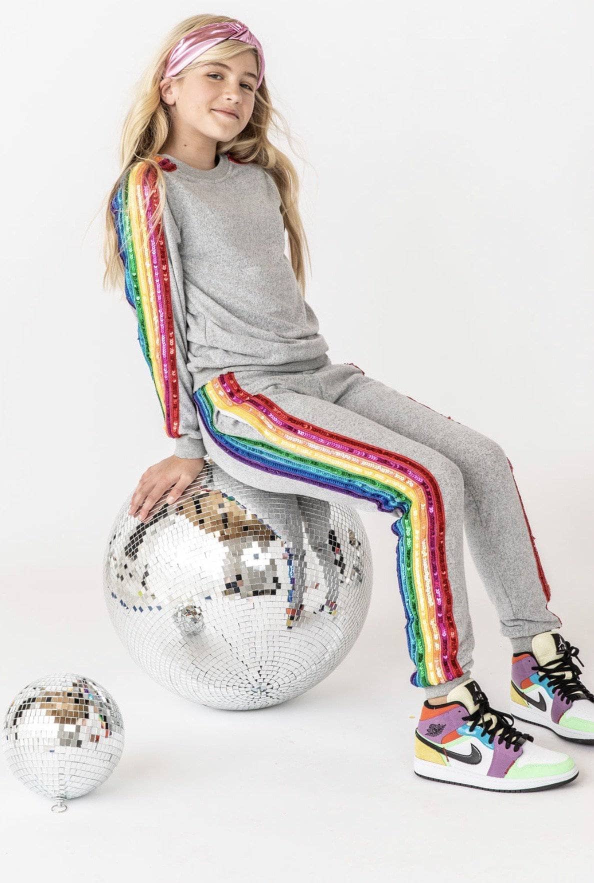 Lola and the Boys Sequin Rainbow Tracksuit Set