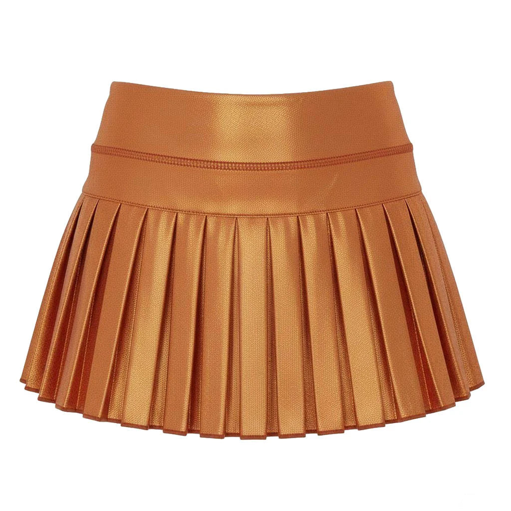 Azarhia Burnt Orange Shimmer Mini Pleated Skort