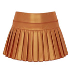 Azarhia Burnt Orange Shimmer Mini Pleated Skort
