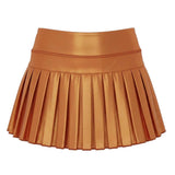 Azarhia Burnt Orange Shimmer Mini Pleated Skort