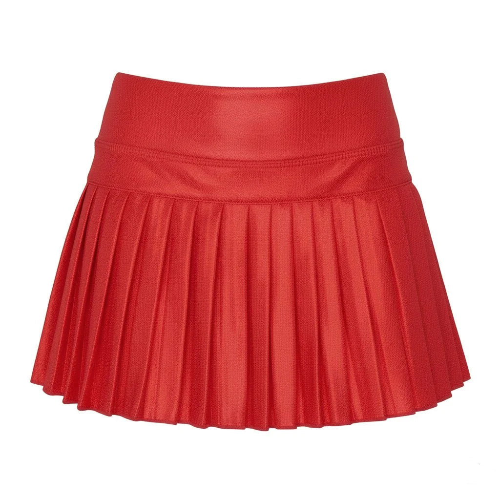 Azarhia Red Shimmer Mini Pleated Skort