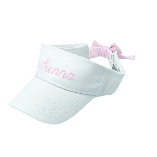 Bits & Bows Winnie White Visor With Pink Bow- Girls