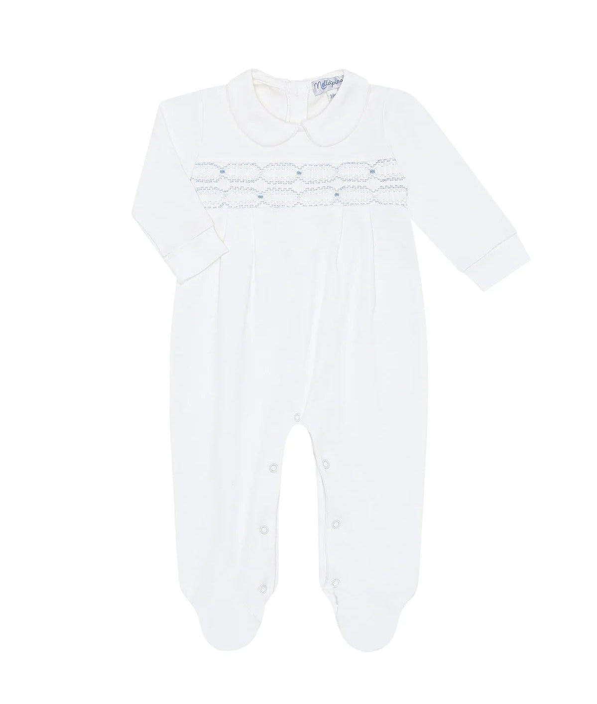 Nellapima Signature Smocked Boys Footie- White