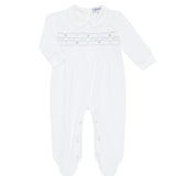 Nellapima Signature Smocked Boys Footie- White