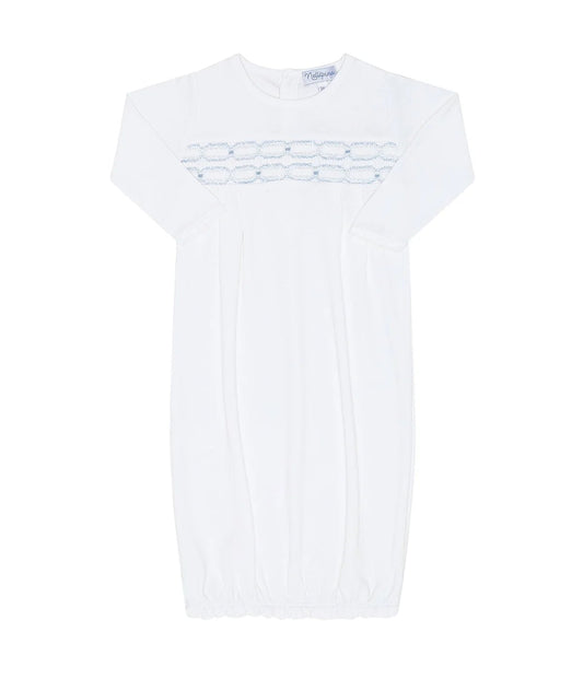 Nellapima Signature Smocked Boys Gown- White