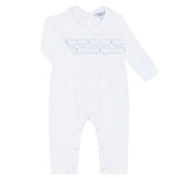 Nellapima Signature Smocked Boys Playsuit- White