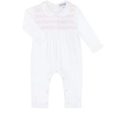 Nellapima Signature Smocked Girls Playsuit- White