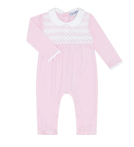 Nellapima Signature Smocked Girls Playsuit- Pink