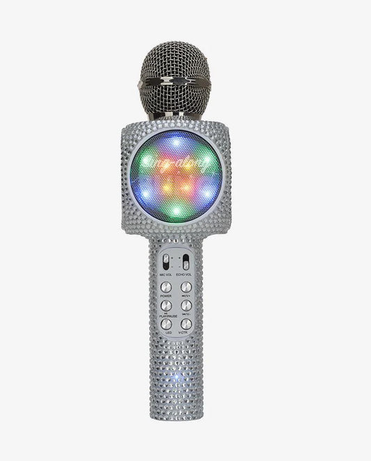 Trend Tech Silver Bling Karaoke Microphone and Bluetooth Speaker