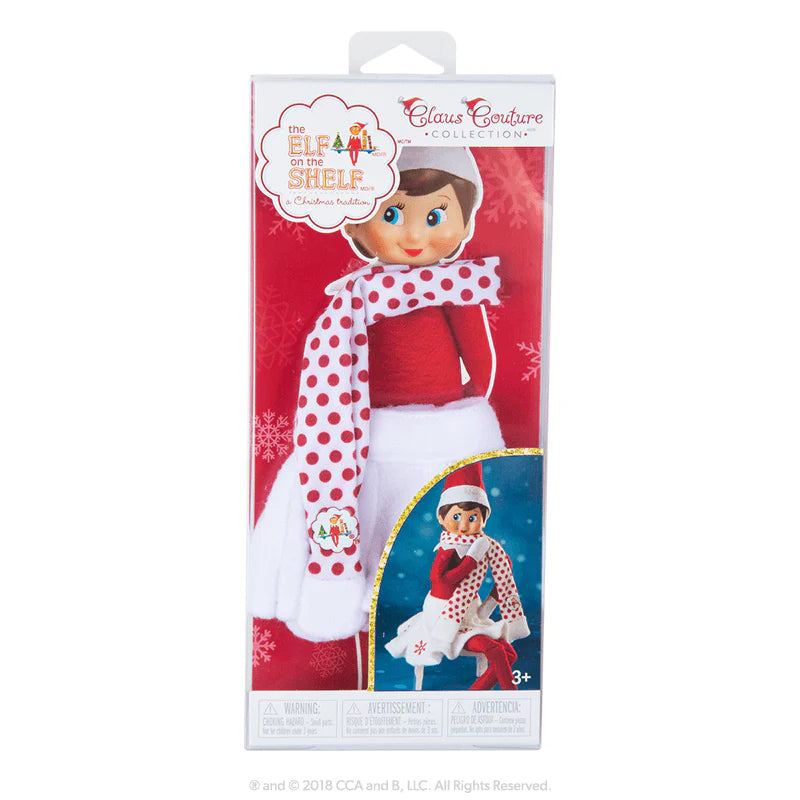 Elf on the Shelf Claus Couture Collection- Snowflake Skirt & Scarf
