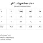 Minnow Rashguard Swimsuit Size Chart for Kids