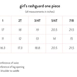 Minnow Rashguard Swimsuit Size Chart for Kids
