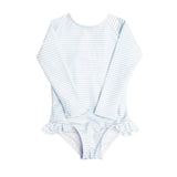 Minnow Powder Blue Stripe One Piece Rash Guard