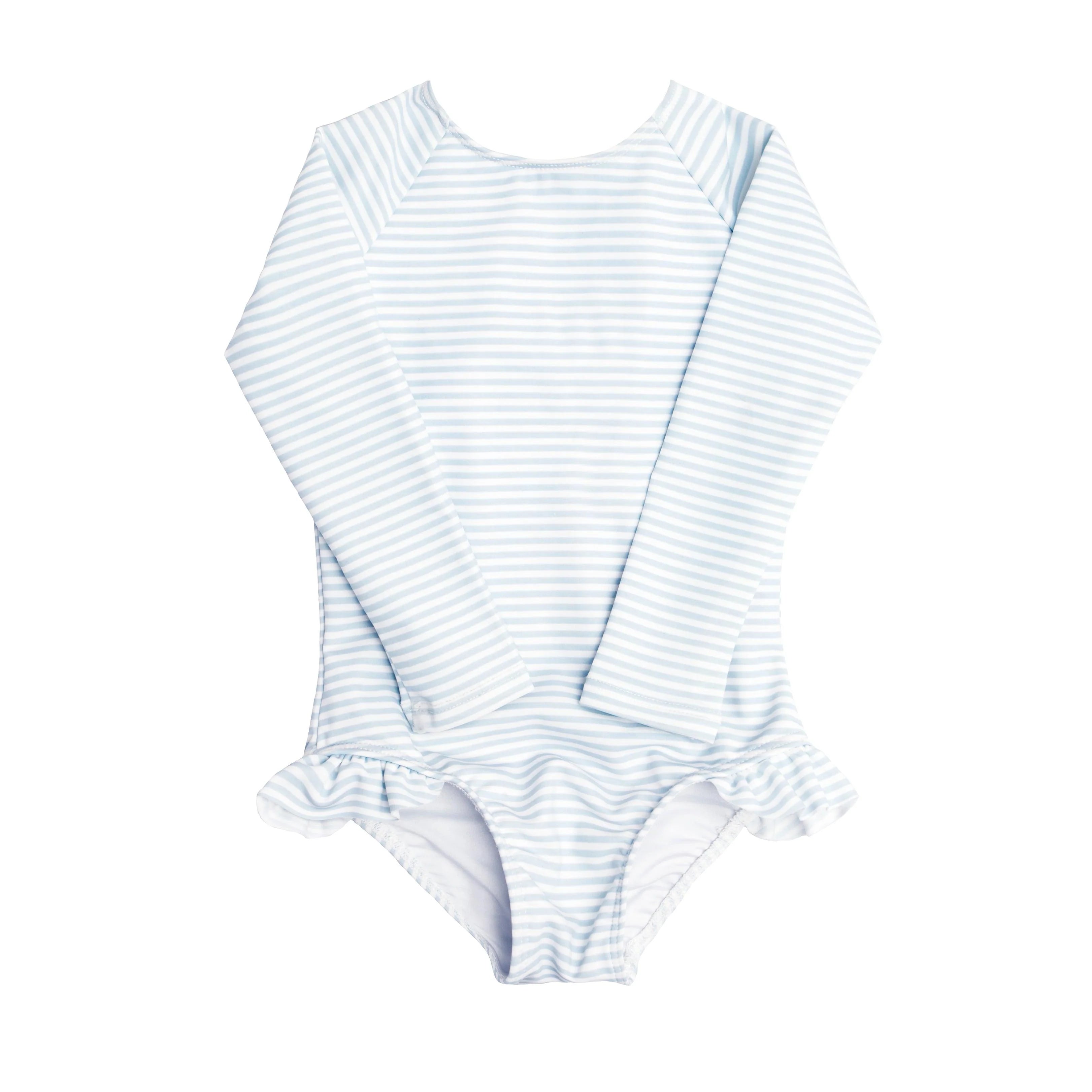 Minnow Powder Blue Stripe One Piece Rash Guard