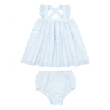 Minnow Powder Blue Stripe Flutter Tank Bloomer Set