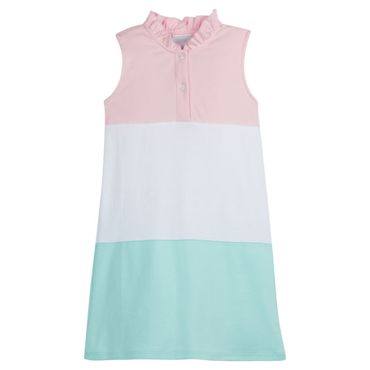 Little English Color Block Hastings Polo Dress- Pink