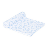 Magnolia Baby Darling Cowboy Boots Printed Swaddle Blanket- Light Blue
