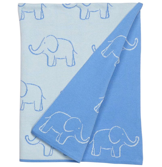 Little English Nursery Blanket - Blue Elephant