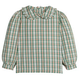 Ruffled Peter Pan Blouse- Mistletoe Tartan