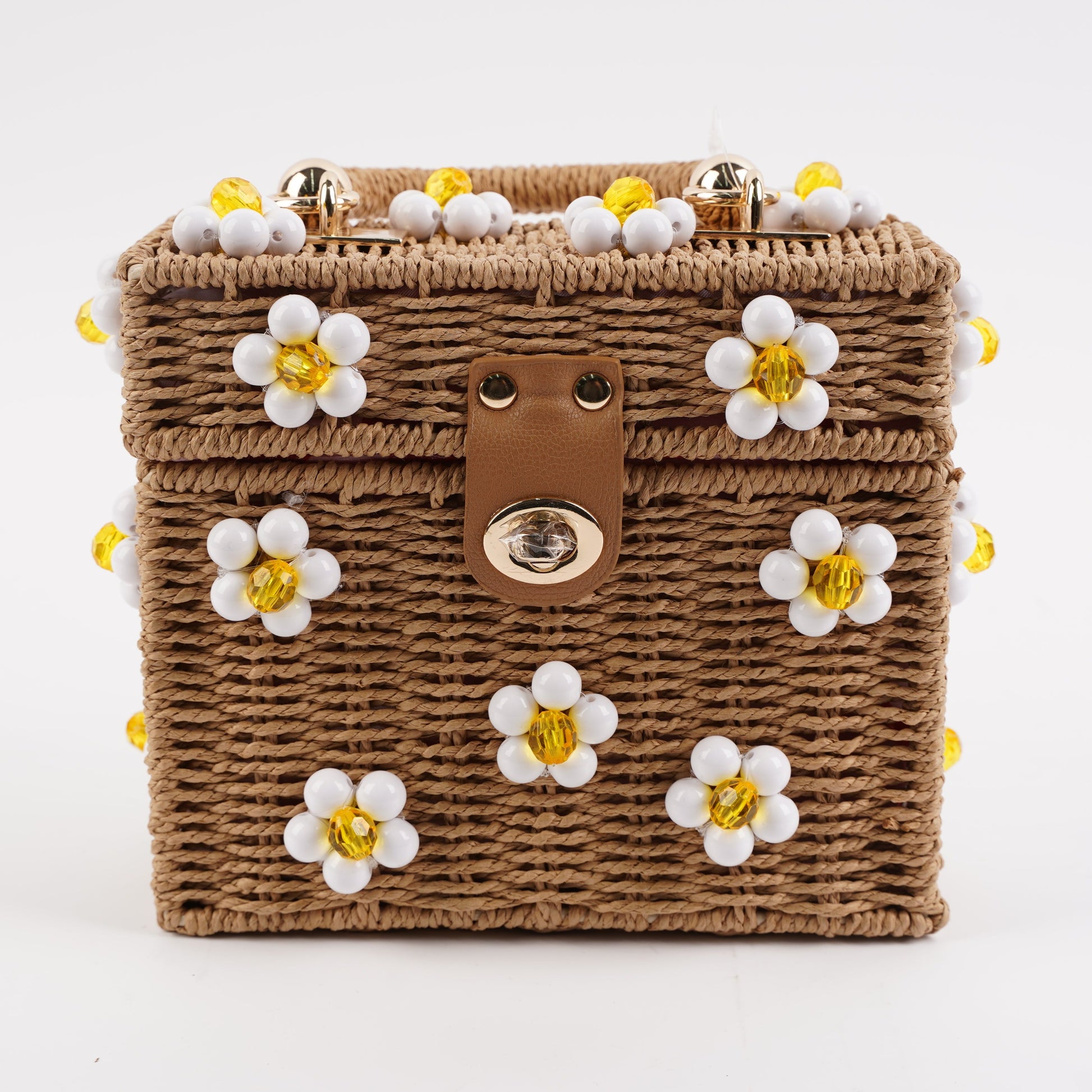 Jenna Lee Daisy Bag- Tan With White Daisies